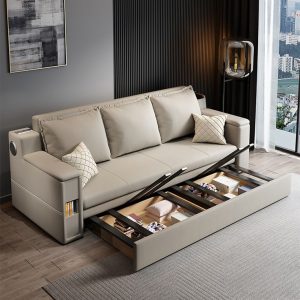 Compact Sofa Living Room Ideas 2024 Ingenious Solutions For Small   82 7  Convertible Bed Full Sleeper Sofa Leath Aire Upholstered Storage Sofa 300x300 