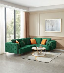 Sofa Colors A Detailed Look At The Latest Trends For Modern Living In 2024   Rubeza Sofia 2Seater Corner 1Seater Emerald Green 263x300 