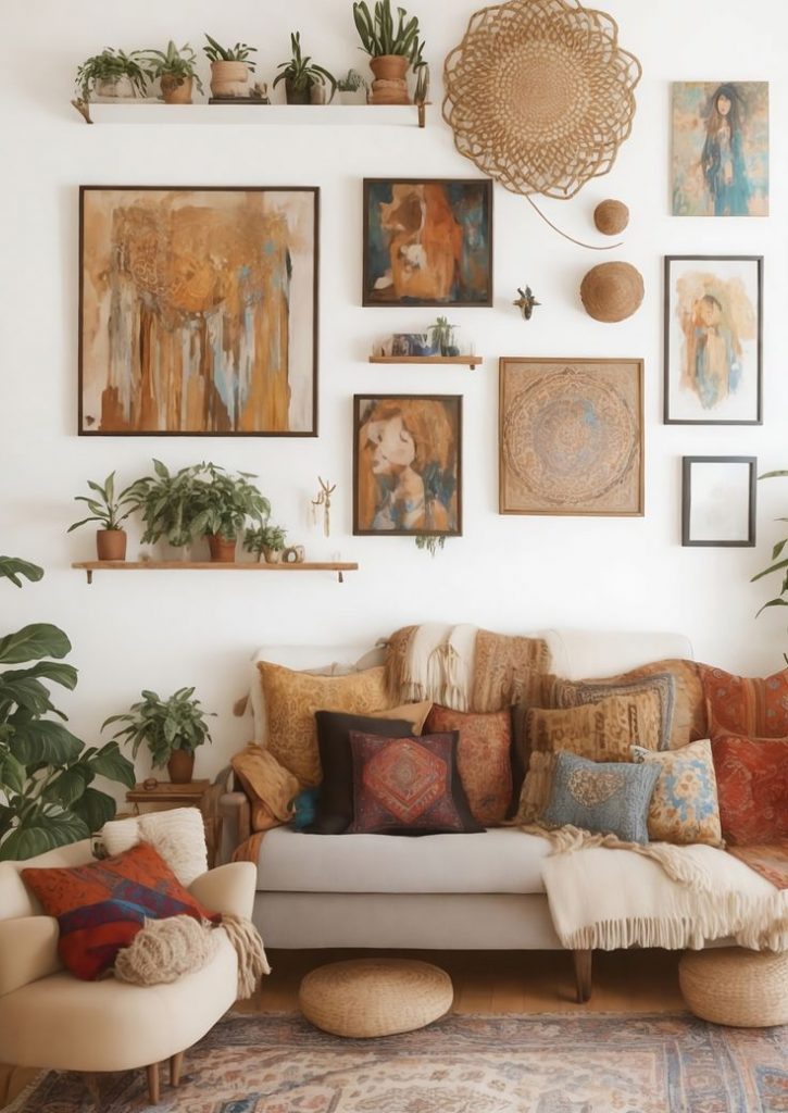 Boho Gallery Wall Above Couch  Stunning Design To Inspire You 725x1024 