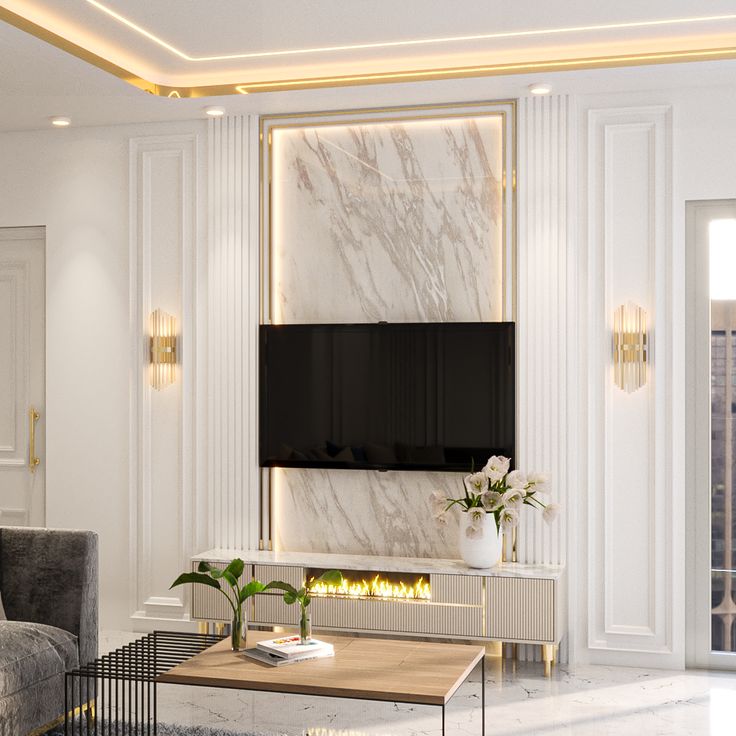 2024 Marble TV Wall Designs Luxurious Trends For Modern Living Spaces