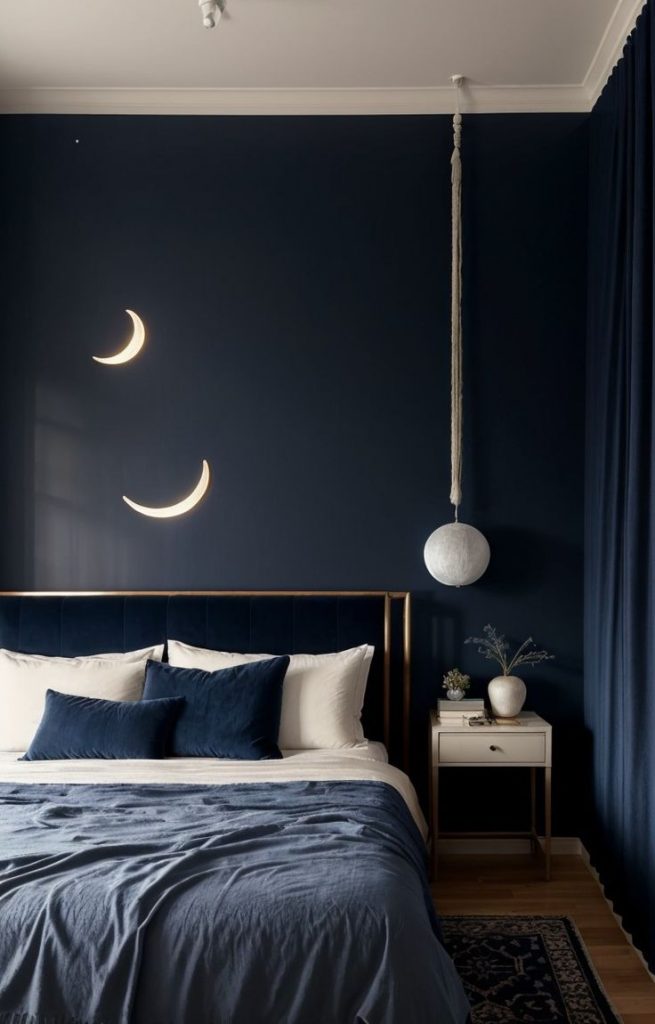 18 Ideas Explore 2024 S Trending Blue Bedroom Designs Modern   Dreamy Dark Blue Bedroom Inspo For Trendy Teens 655x1024 