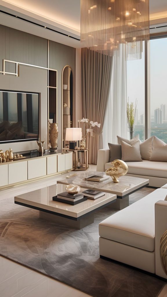 Modern Large Living Room Showcases A Meticulous Attention To Detail Luxurious Materials 576x1024 