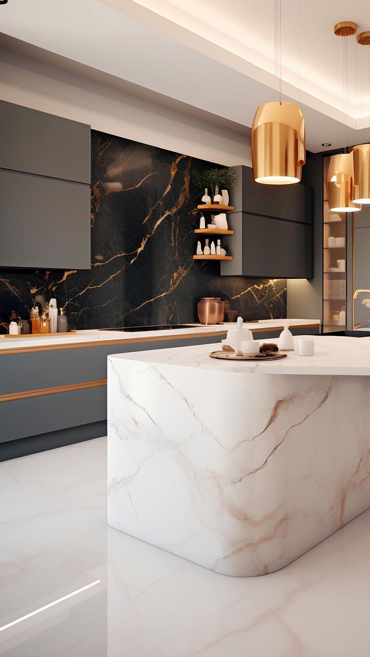 Modern Kitchen Room Boasting Stylish Kitchen Cabinets And A Thoughtfully Designed Island 