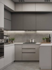 2024 Grey Kitchen Designs From Light To Dark Modern Luxury Trends   Кухня под потолок  дань моде или действительно отличное решение  223x300 