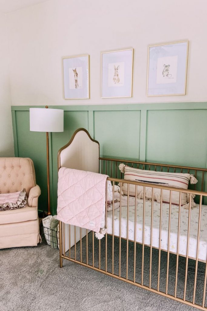 2024 Green Nursery Trends Sage To Olive Paint Colors 15 Ideas   Gold And Green Woodland Nursery Inspiration 683x1024 