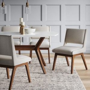 2024 Dining Room Chair Styles Modern Farmhouse And DIY Trends   Holmdel Mid Century Dining Chair Beige Threshold™ 300x300 