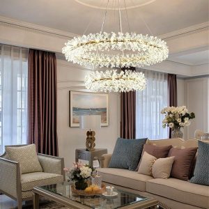 Living Room Chandelier Trends 2024 From Rustic Farmhouse To Modern   Mira Double Ring Crystal Chandelier 300x300 