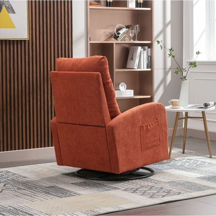 2024 Rocking Chair Trends Timeless Elegance Meets Modern Design   Modern Swivel Glider Chair Upholstered Accent Glider Rocker For Baby NurseryOrange 