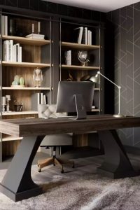 Men S Home Office 2024 Modern Rustic Executive Styles For Inspired   Moody Industrial Office Ideas 200x300 