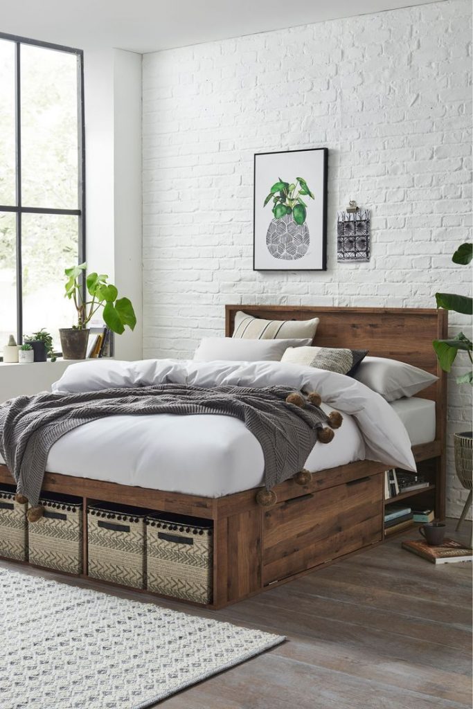 2024 Wooden Bed Trends Modern Designs Luxury Frames Storage Ideas   Next Bronx Oak Effect Platform Storage Wooden Bed Natural 683x1024 